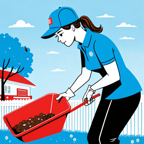 Residential Services 8 icon young woman wearing blue polo shirt blue base Small